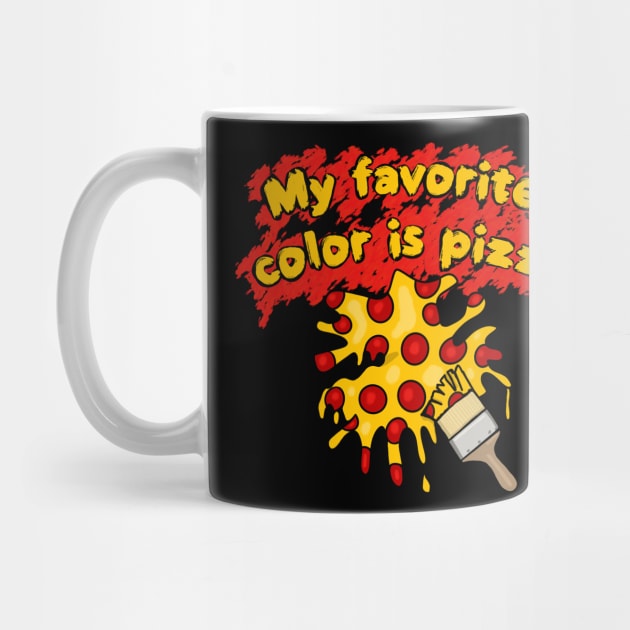 My Favorite Color is Pizza- Red Background by wildjellybeans
